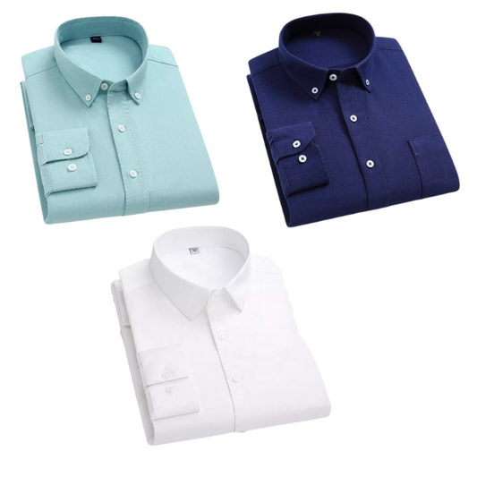 Combo of 3 Cotton Shirt for Man ( Pista,Navy Blue and White ) - Frankshop.in