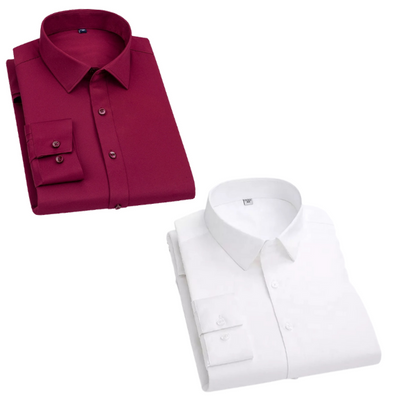 Combo of 2 Cotton Shirt for Man ( Maroon and White ) - Frankshop.in