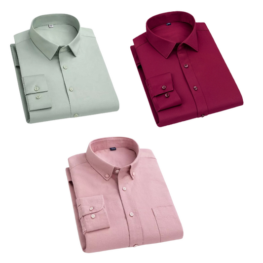 Combo of 3 Cotton Shirt for Man ( Pista,Maroon and Pink) - Frankshop.in