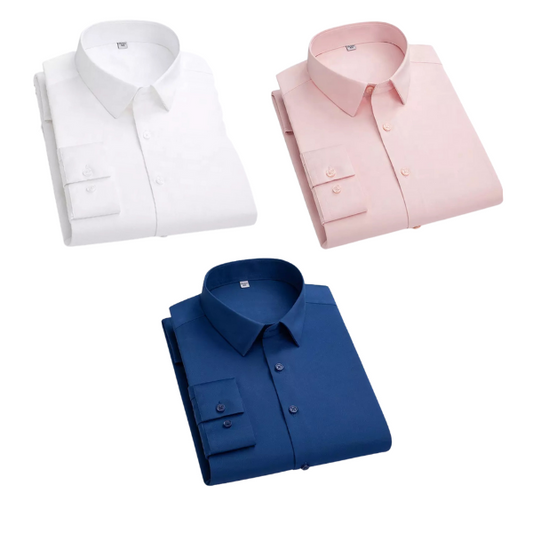 Combo of 3 Cotton Shirt for Man (White Pink and Blue ) - Frankshop.in