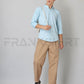 Frankshirt Chinese Collar Light Blue Tailored Fit Cotton Casual Shirt for Man