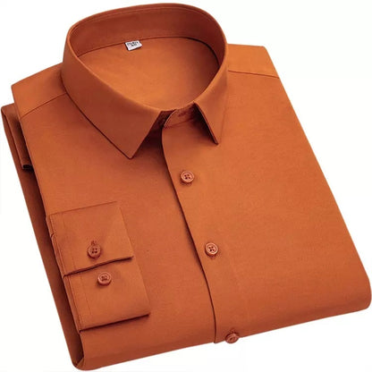 Premium Cotton Blend Solid Shirts (Orange) - Frankshop.in