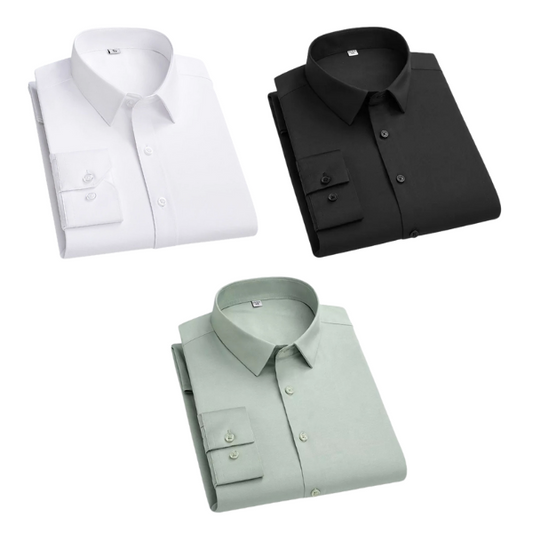 Combo of 3 Cotton Shirt for Man ( White, Black and Pista ) - Frankshop.in