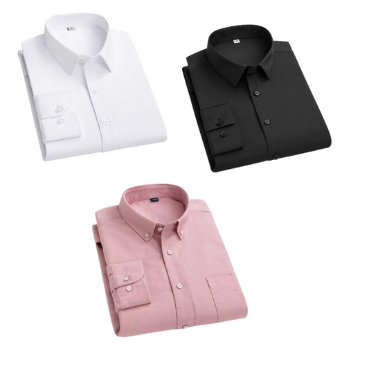 Combo of 3 Cotton Shirt for Man ( White,Black and Pink ) - Frankshop.in