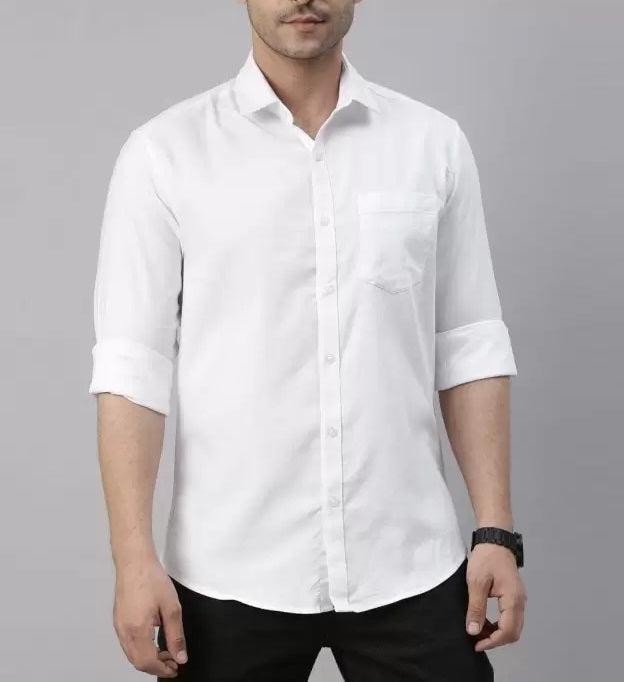 Combo of 3 Cotton Shirt for Man ( White, Black and Pista )