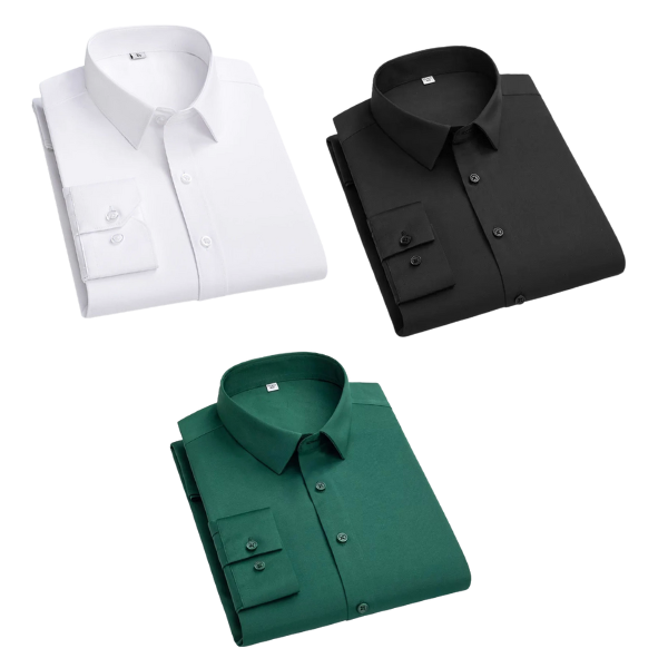 Combo of 3 Cotton Shirt for Man ( White,Black and Botte Green ) - Frankshop.in