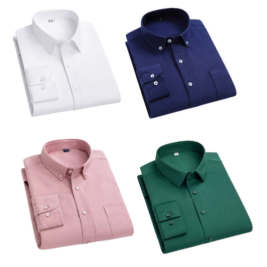 Combo of 4 Cotton Shirt for Man ( White,Navy Blue,Pink and Bottle Green ) - Frankshop.in