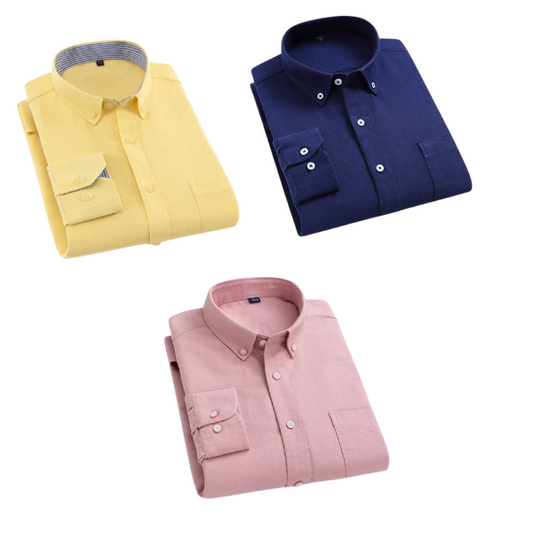 Combo of 3 Cotton Shirt for Man ( Lemon,Navy Blue and Pink ) - Frankshop.in