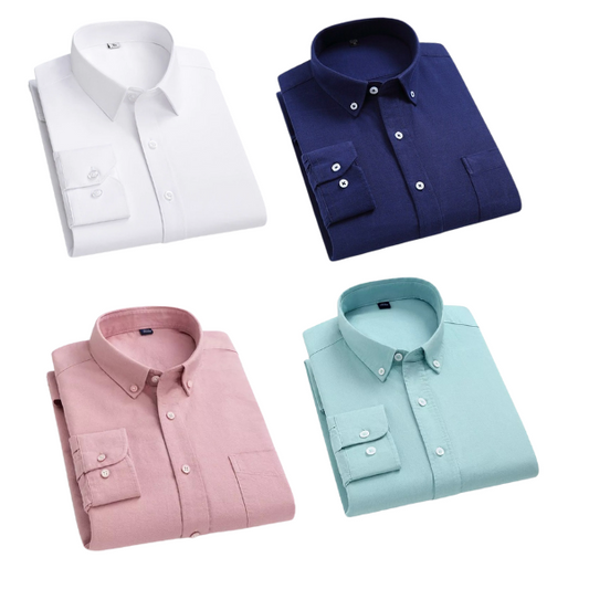 Combo of 4 Cotton Shirt for Man ( White,Navy Blue,Pink and Pista ) - Frankshop.in