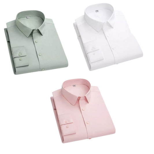 Combo of 3 Cotton Shirt for Man (Pista, White and Pink ) - Frankshop.in