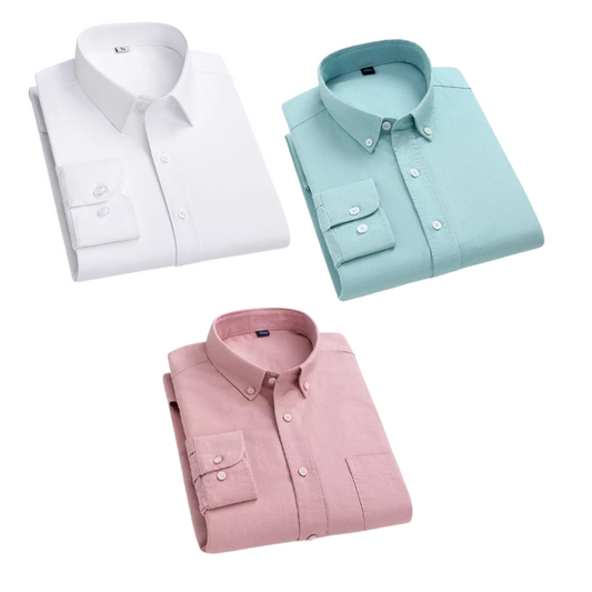 Combo of 3 Cotton Shirt for Man ( White,Pista and Pink ) - Frankshop.in