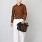 Frankshirt Men Brown Solid Tailored Fit Cotton Casual Shirt