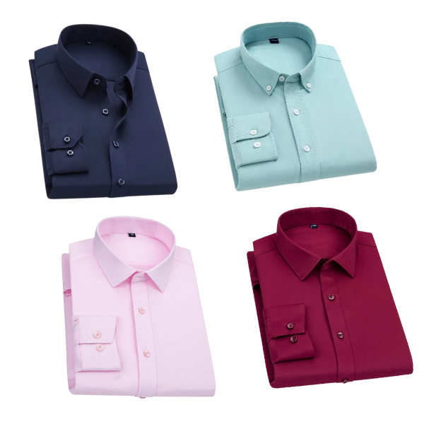 Combo of 4 Cotton Shirt for Man (Navy Blue, Pista , Light Pink and, Red ) - Frankshop.in