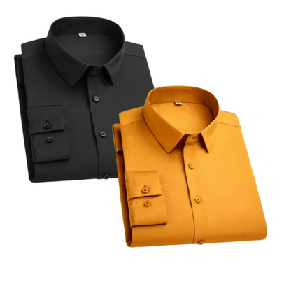 Combo of 2 Cotton Shirt for Man ( Black and Mustard ) - Frankshop.in